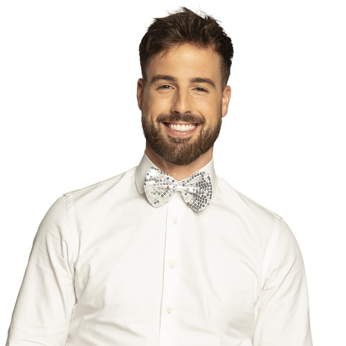 NOEUD PAPILLON PAILLETTE ARGENT