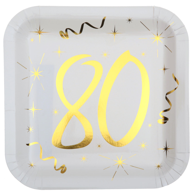 10 ASSIETTES 80 ANS OR BLANC