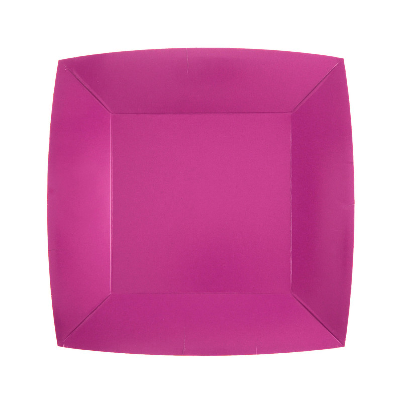 10 ASSIETTES CARRE FUCHSIA PM
