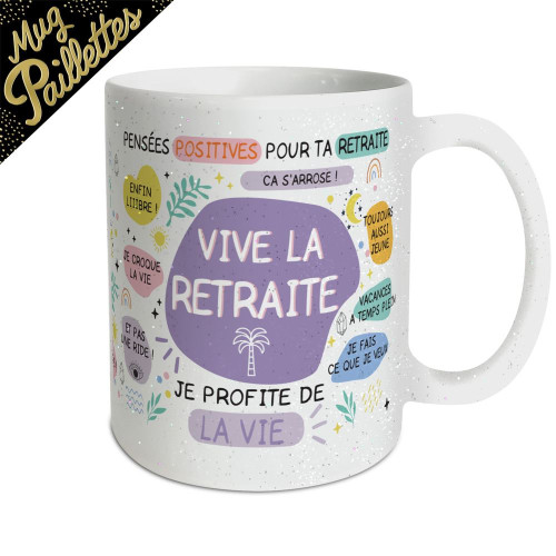 MUG PAILLETTES F RETRAITE