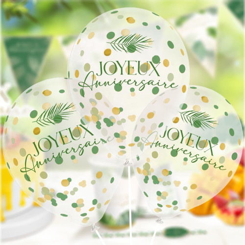 6 BALLONS CONFETTIS TROPICAL