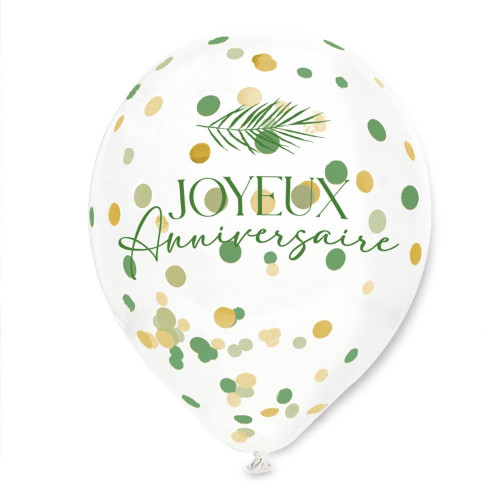 6 BALLONS CONFETTIS TROPICAL
