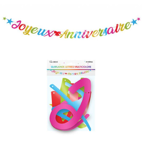 GUIRLANDE LETTRES J.ANNIV MULTICOLORE