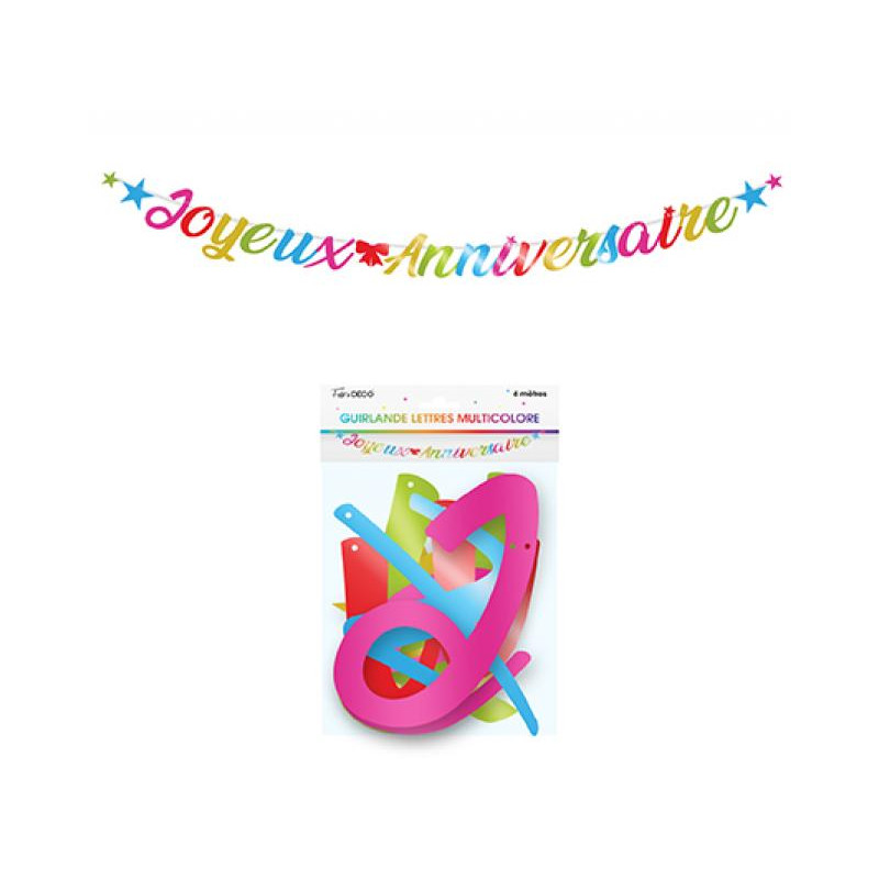 GUIRLANDE LETTRES J.ANNIV MULTICOLORE