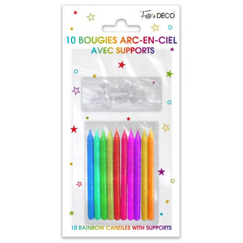BOUGIES PAILLETTEES MULTI X10