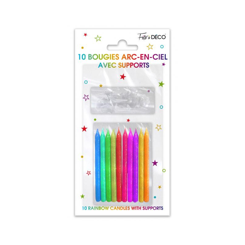 BOUGIES PAILLETTEES MULTI X10