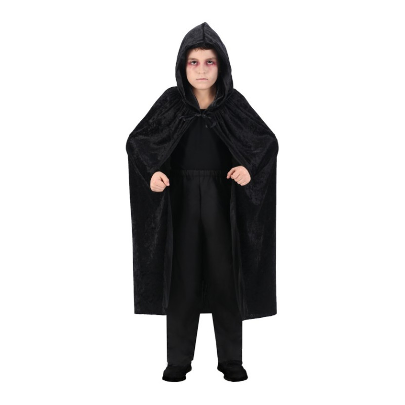 CAPE CAPUCHE VELOURS NOIR ENFANT