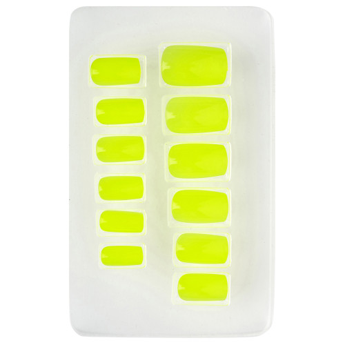SET DE 12 ONGLES JAUNES NEON