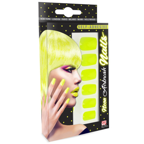 SET DE 12 ONGLES JAUNES NEON