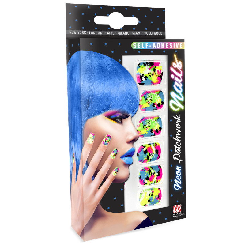 SET DE 12 ONGLES PATCHWORK FLUORESCENT
