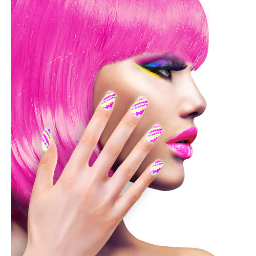 SET DE 12 ONGLES NEON A RAYURE