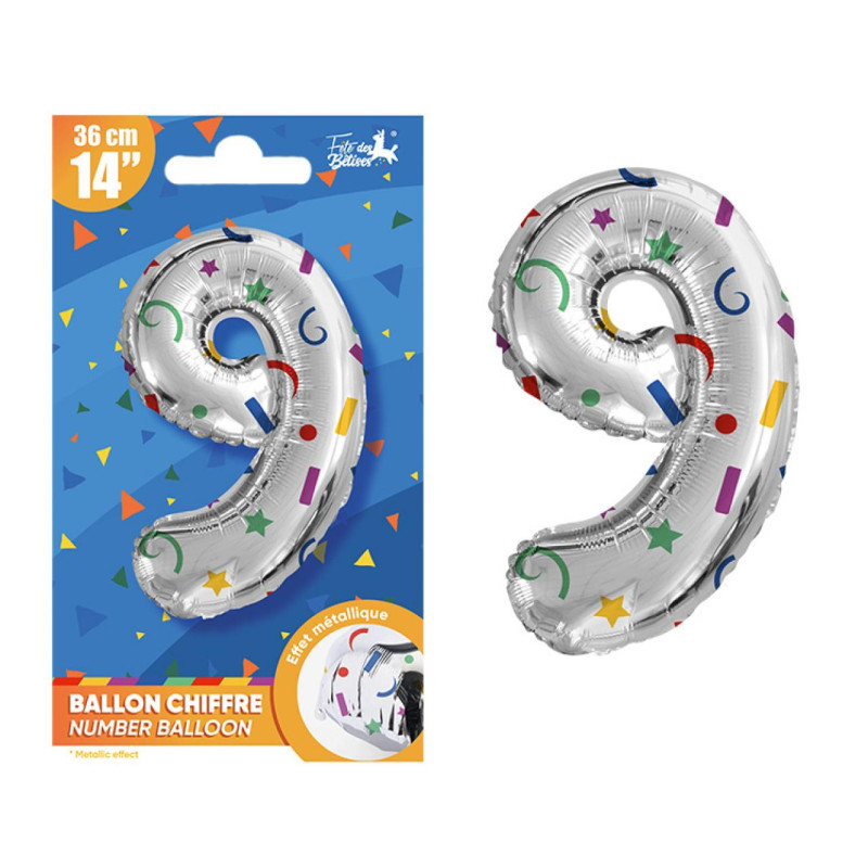 BALLON METALLIQUE CHIFFRE 9