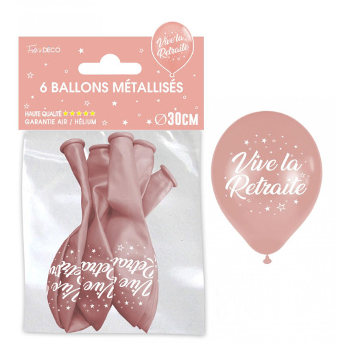 6 BALLONS METAL ROSE GOLD RETRAITE