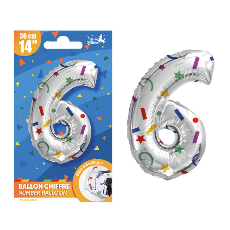 BALLON METALLIQUE CHIFFRE 6