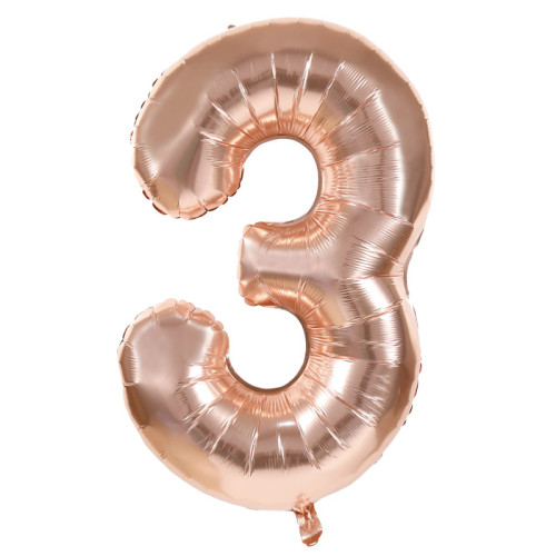 BALLON CHIFFRE 3 ROSE GOLD 86CM