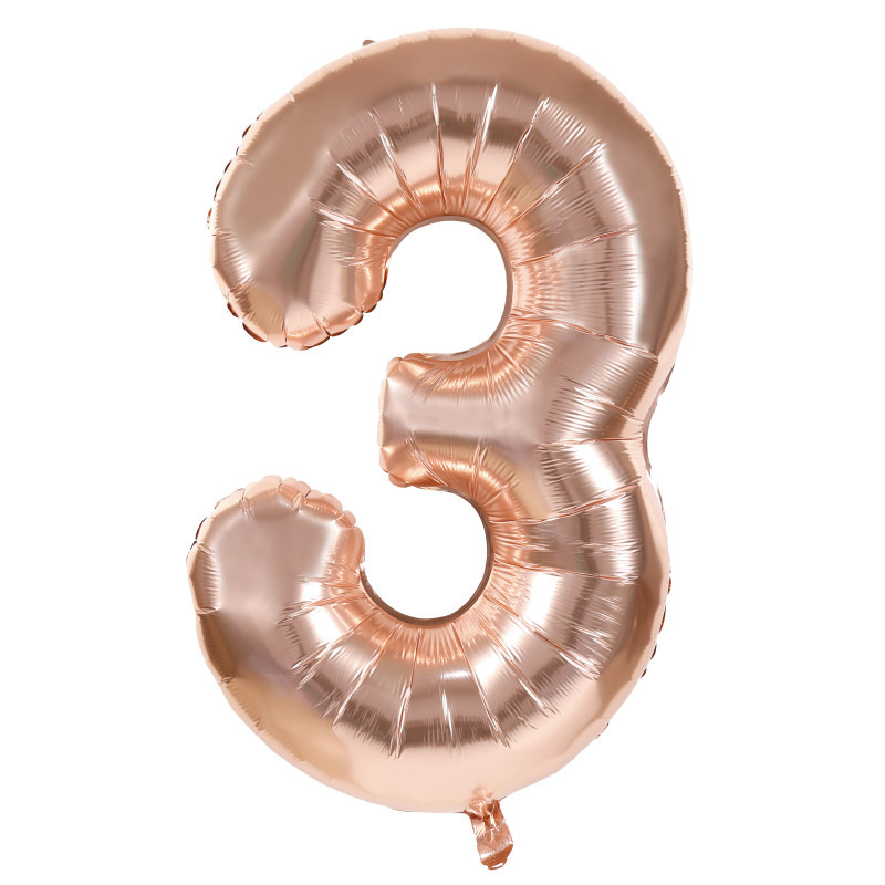 BALLON CHIFFRE 3 ROSE GOLD 86CM
