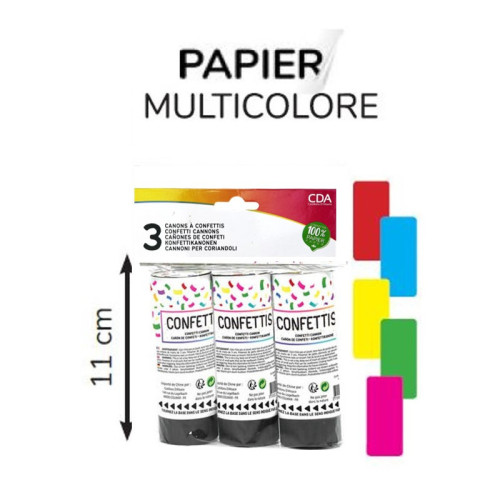 3 CANONS A CONFETTIS MIX MULTICOLORE