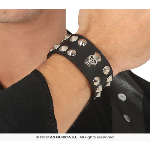 BRACELET CRÂNE SIMILCUIR NOIR