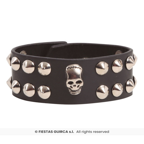 BRACELET CRÂNE SIMILCUIR NOIR