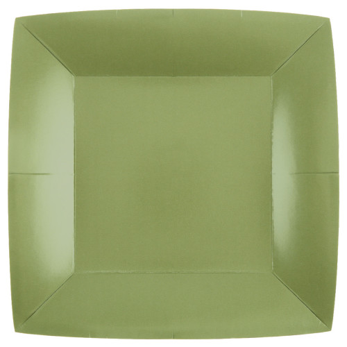10 ASSIETTES GM CARRE OLIVE