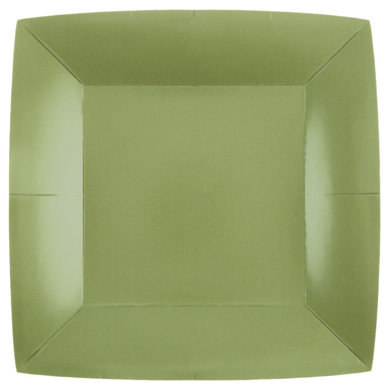 10 ASSIETTES GM CARRE OLIVE