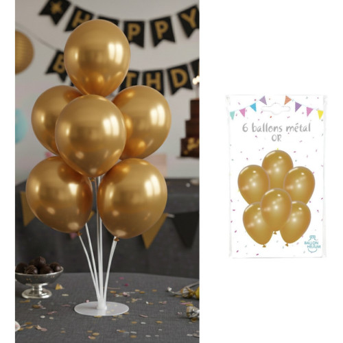 6 BALLONS METAL OR 30CM