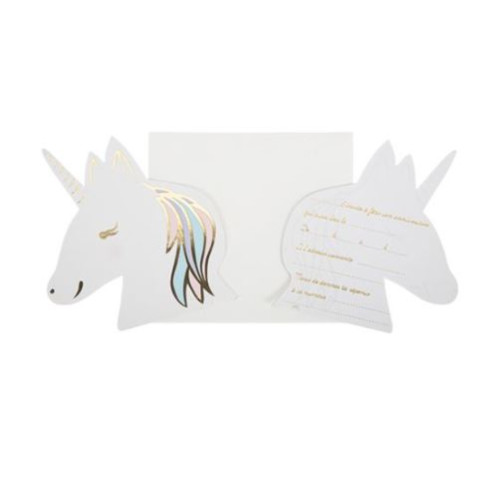 8 INVIATIONS LICORNE PASTEL