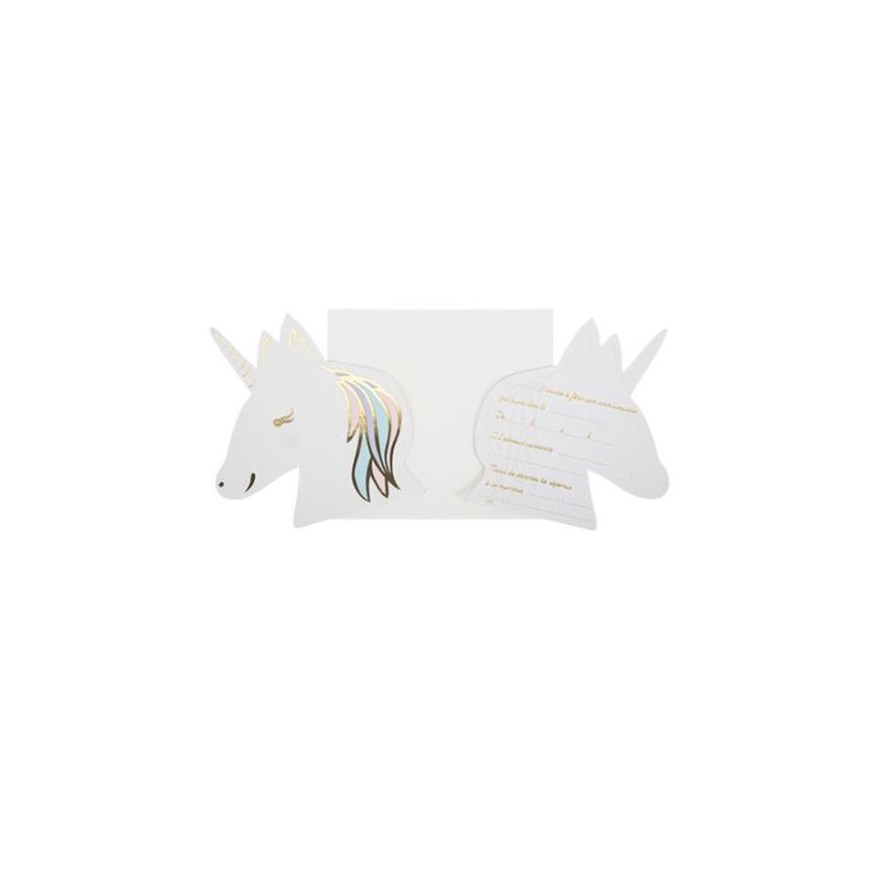 8 INVIATIONS LICORNE PASTEL