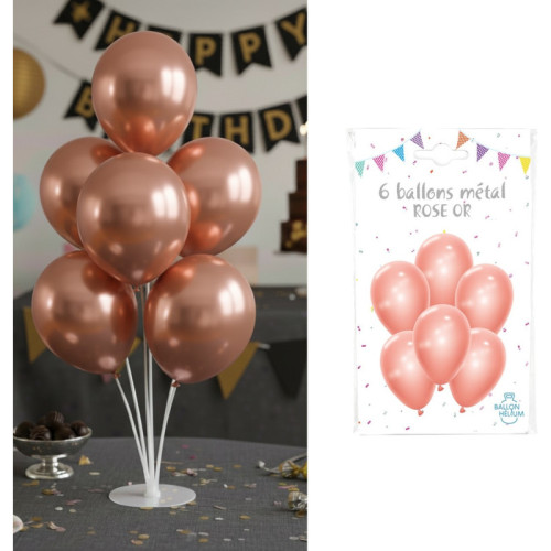 6 BALLONS METAL ROSE GOLD 30CM
