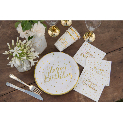 20 SERV.HAPPY BIRTHDAY BLANC