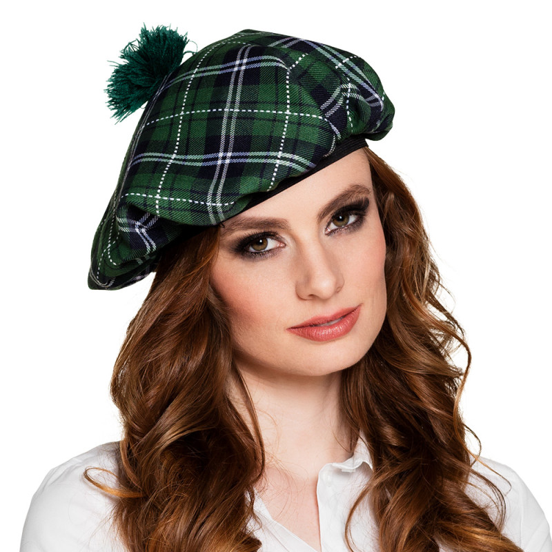 BERET ECOSSAIS+POMPON VERT