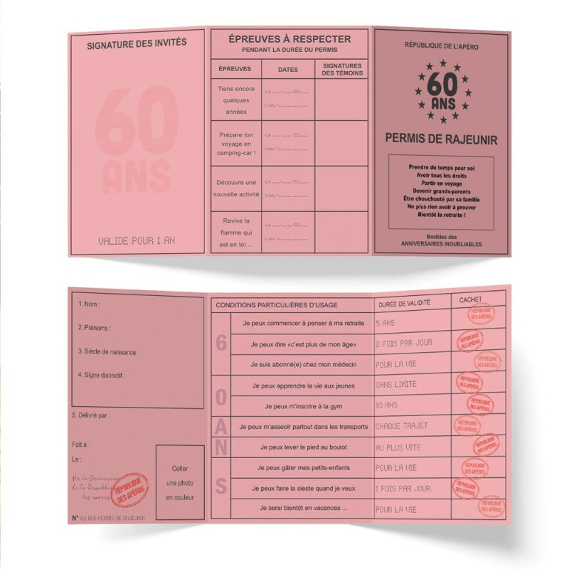 PERMIS 60 ANS "PERMIS DE RAJEUNIR"