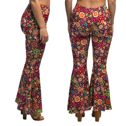 PANTALON FLARE FLOWER POWER (M)