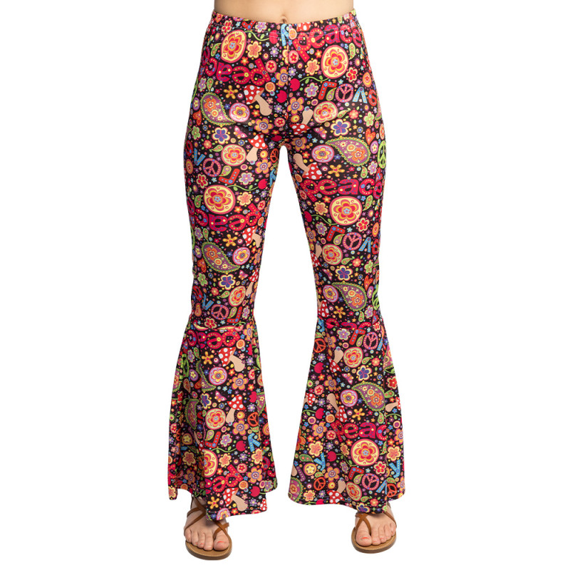 PANTALON FLARE FLOWER POWER L-XL