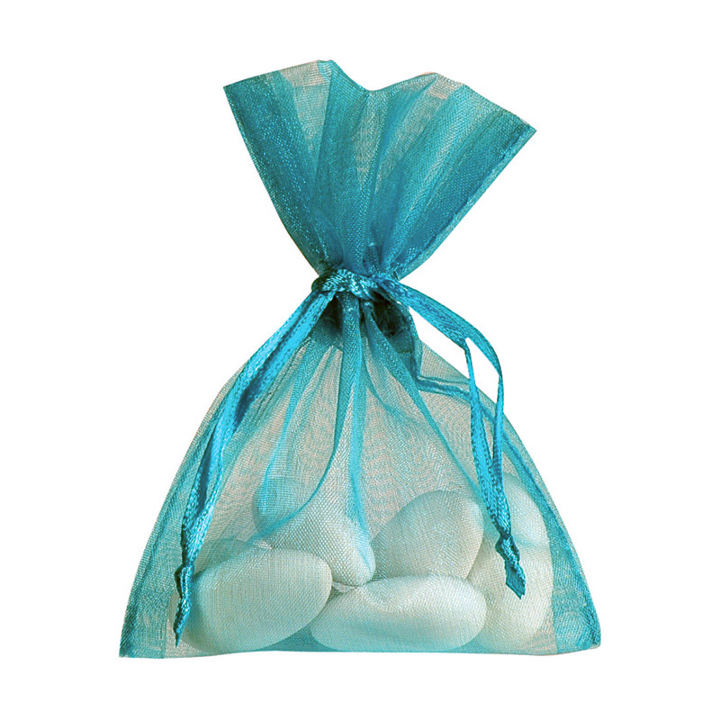 10 SAC ORGANZA BLEU CANARD