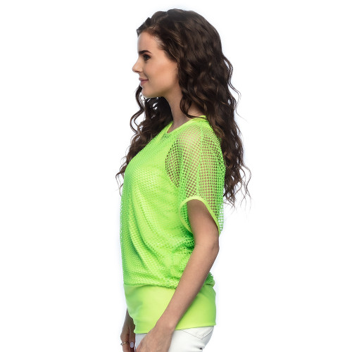 TOP EN RÉSILLE VERT FLUO (M/L)