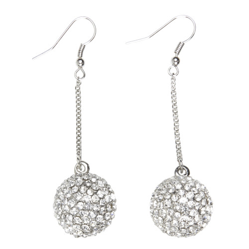 BOUCLES D'OREILLES SPHERE STRASS