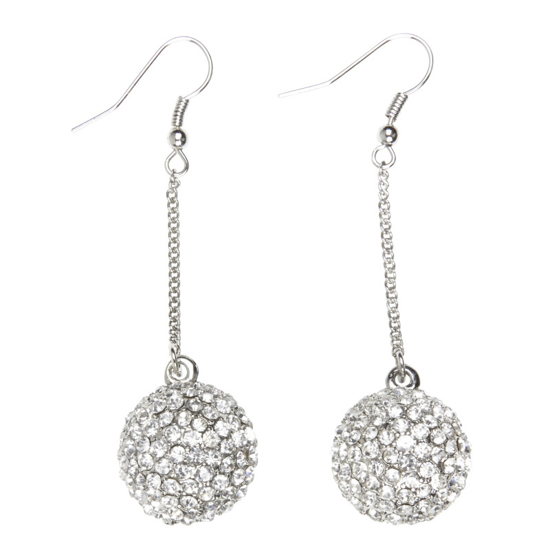 BOUCLES D'OREILLES SPHERE STRASS
