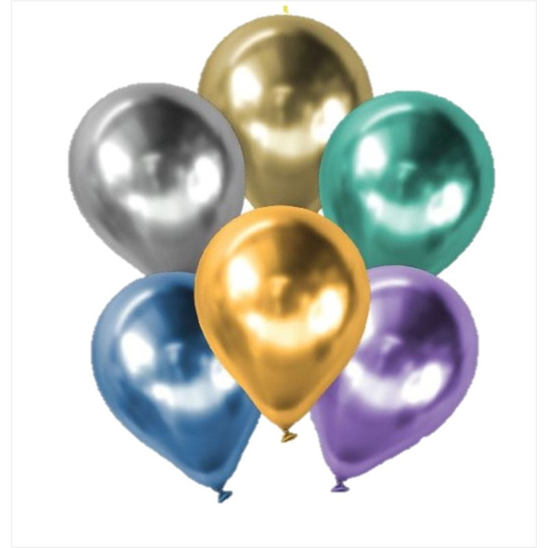 6 BALLONS PLATINIUM  METAL30CM