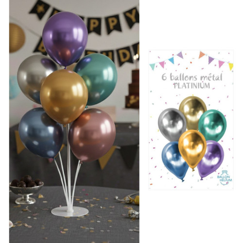 6 BALLONS PLATINIUM  METAL30CM