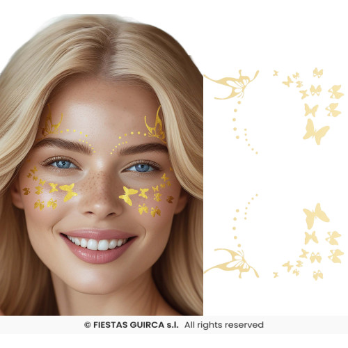 TATOUAGES YEUX PAPILLONS OR