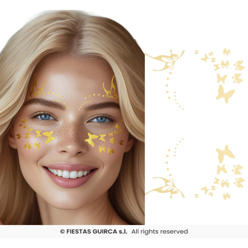TATOUAGES YEUX PAPILLONS OR