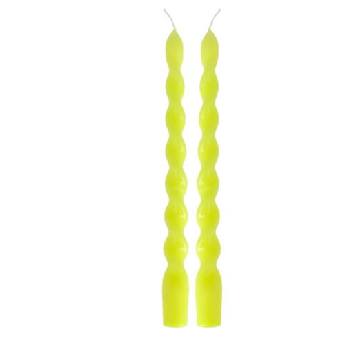 2 BOUGIES FLAMBEAU TORSADÉES JAUNE