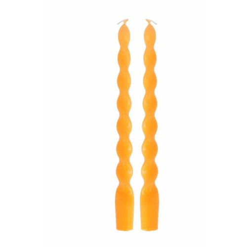 2 BOUGIES FLAMBEAU TORSADEES ORANGE
