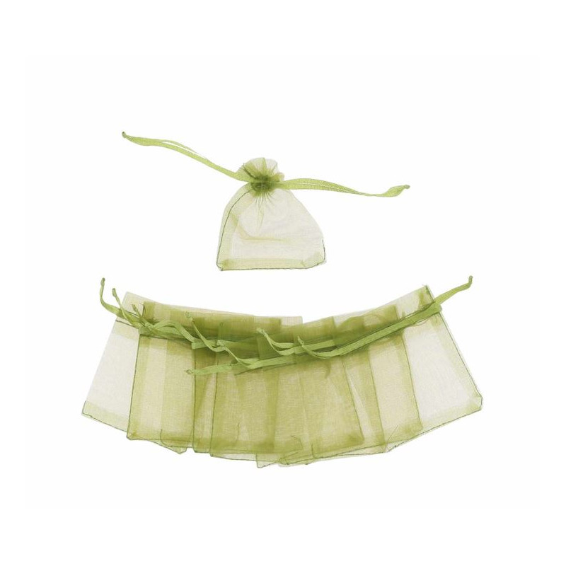 10 POCHONS ORGANZA VERT SAUGE