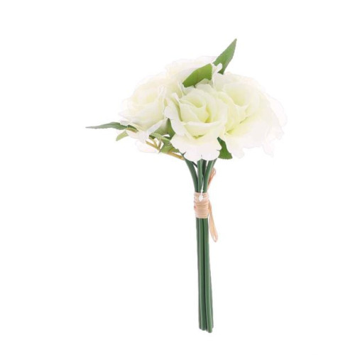 BOUQUET 7 ROSES FEUILLAGE BLANC