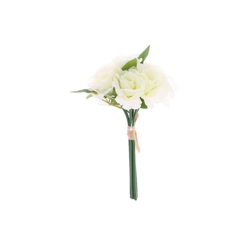 BOUQUET 7 ROSES FEUILLAGE BLANC