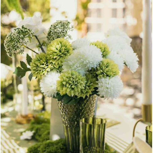BOUQUET 6 DAHLIAS/FEUILLAGE VERT