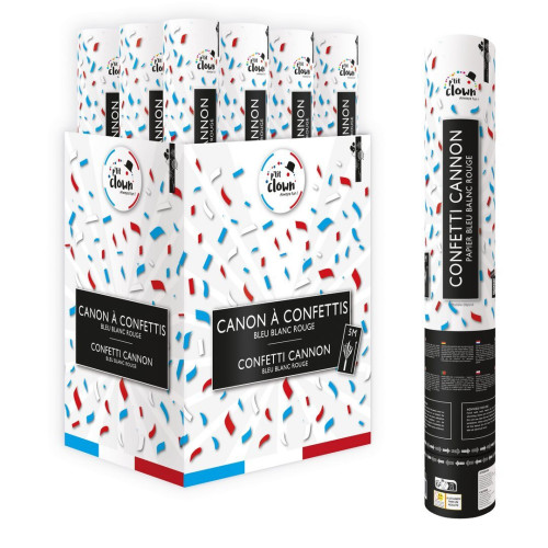 CANON A CONFETTIS 40CM BLEU/BLANC/ROUGE