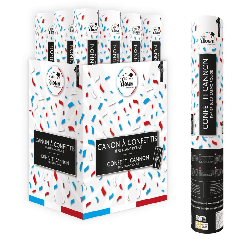 CANON A CONFETTIS 40CM BLEU/BLANC/ROUGE